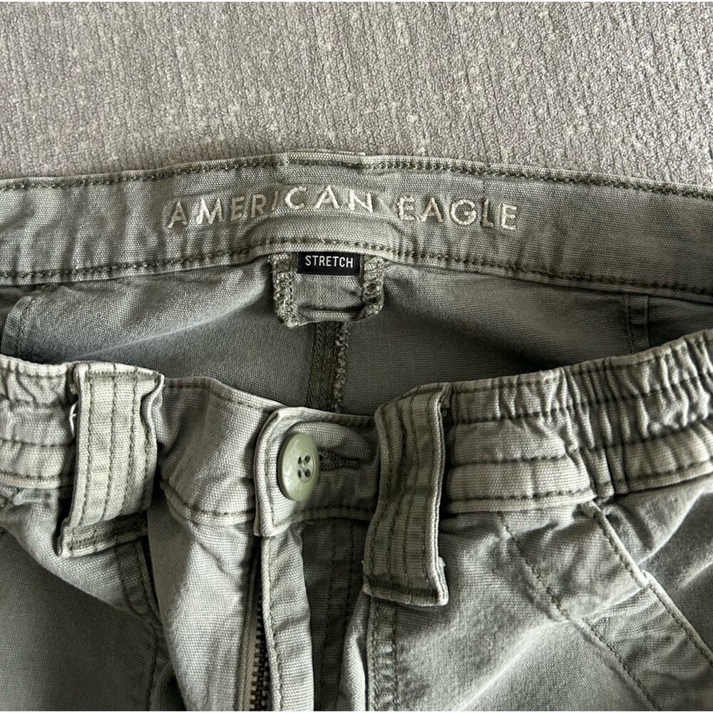 American Eagle Women's Green Cargo Pants 90 S Grunge Sz 6 Utility Boho Stretch - Picture 10 of 12
